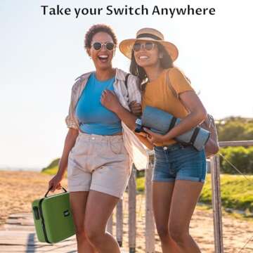 Switch Case, VORI Switch Carrying Case for Nintendo Switch and Switch OLED Model, Portable Full Protection Hard Shell Travel Storage Bag for Switch Console Pro Controller Accessories, Green