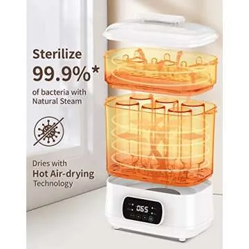 LAREX Baby Bottle Sterilizer and Dryer, 4-in-1 Electric Steam Bottle Sterilizer and Dryer Esterilizador de Biberones, Bottle Sanitizer for Baby Bottles, Pacifiers, Pump Accessories