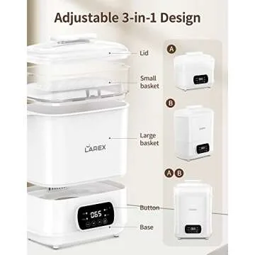 LAREX Baby Bottle Sterilizer and Dryer, 4-in-1 Electric Steam Bottle Sterilizer and Dryer Esterilizador de Biberones, Bottle Sanitizer for Baby Bottles, Pacifiers, Pump Accessories