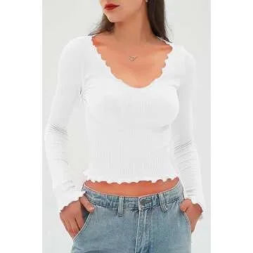 Comfortable Ruffled Long Sleeve Tops for Women