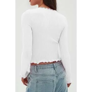 Comfortable Ruffled Long Sleeve Tops for Women