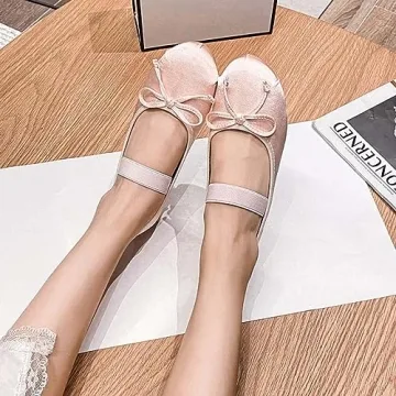 JOEupin Women’s Ballet Flats Elastic Strap Comfortable Shoes