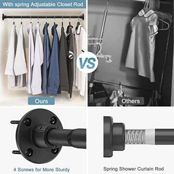 Hanging Closet Rod,29-64 Inches Space Saving Closet Rod Extender Hanging,Black Adjustable Clothes Ha...