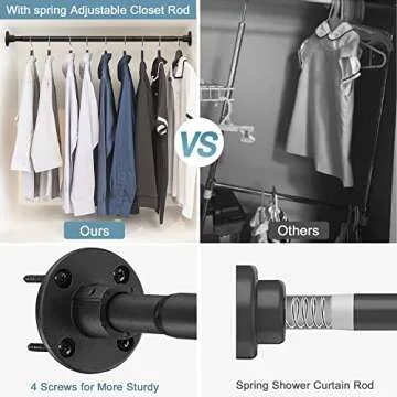 Hanging Closet Rod,29-64 Inches Space Saving Closet Rod Extender Hanging,Black Adjustable Clothes Ha...
