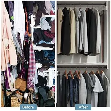 Hanging Closet Rod,29-64 Inches Space Saving Closet Rod Extender Hanging,Black Adjustable Clothes Hanging Bar, Stainless Steel Closet Garment Organizer Rack ,Bathroom,Windows