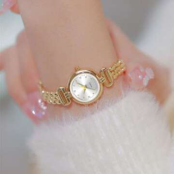 ADSBIAOYE Petite Womens Round Simple Wrist Watch Fashion Dress Diamond Female Watches for Ladies Ana...