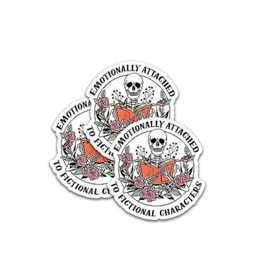 STICKYAME (3pcs) Emotionally Attached To Fictional Characters Sticker, Book Lover Sticker, Skeleton ...