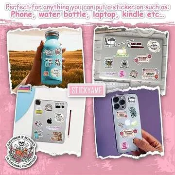 STICKYAME (3pcs) Emotionally Attached To Fictional Characters Sticker, Book Lover Sticker, Skeleton Stickers, Kindle Stickers, Reading Stickers, Bookish Stickers, Bookish Water Assistant Die-Cut Vinyl