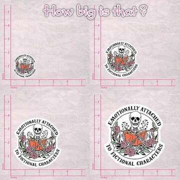 STICKYAME (3pcs) Emotionally Attached To Fictional Characters Sticker, Book Lover Sticker, Skeleton Stickers, Kindle Stickers, Reading Stickers, Bookish Stickers, Bookish Water Assistant Die-Cut Vinyl
