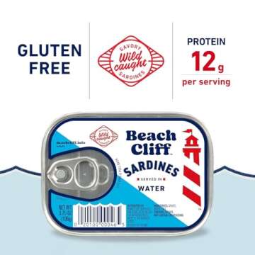 Beach Cliff Sardines in Water - Premium Wild Caught Fish, 12g Protein per Can