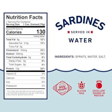 Beach Cliff Sardines in Water - Wild Caught, 12g Protein
