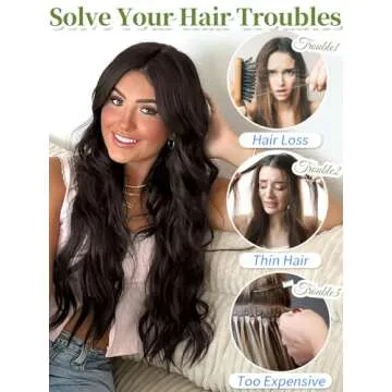 KooKaStyle Invisible Wire Hair Extensions with Transparent Wire Adjustable Size 4 Secure Clips Long Wavy Secret Hairpiece 20 Inch Dark Brown for Women