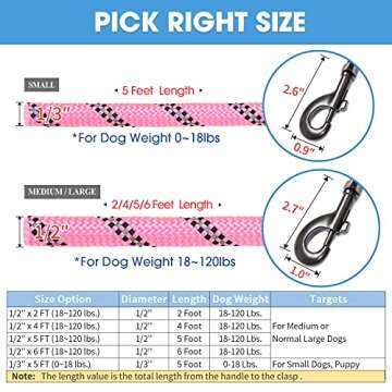 BAAPET 2/4/5/6 FT Dog Leash with Comfortable Padded Handle and Highly Reflective Threads for Small Medium and Large Dogs (6FT-1/2'', Pink)