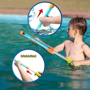 Elovien Water Soaker Blaster, 16 Pack Pool Water Guns Bulk, 35 ft Range Squirt Guns for Kids, Water Squirter Shooter for Summer Outdoor Game Pool Beach Party