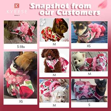 KYEESE Dogs Dresses Floral Rose with Flowers Decor Elegant Princess Doggie Dress for Small Dogs Spring Summer Puppy Dress Dog Clothes