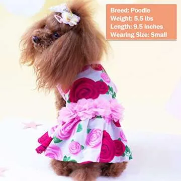 KYEESE Dogs Dresses Floral Rose with Flowers Decor Elegant Princess Doggie Dress for Small Dogs Spring Summer Puppy Dress Dog Clothes