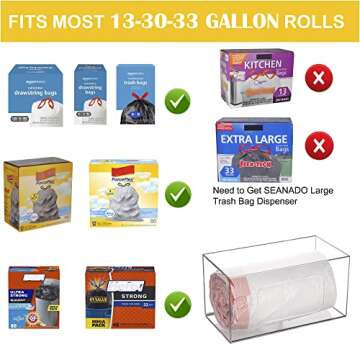 SEANADO Trash Bag Dispenser Roll Holder, Wall Mount Acrylic Kitchen Organizer Storage Box Holder for...