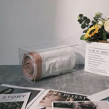 SEANADO Trash Bag Dispenser Roll Holder, Wall Mount Acrylic Kitchen Organizer Storage Box Holder for Garbage Bag Grocery Bag Plastic Shopping Bag Roll Container (10.4 x 5.5 x 5.5 inches)