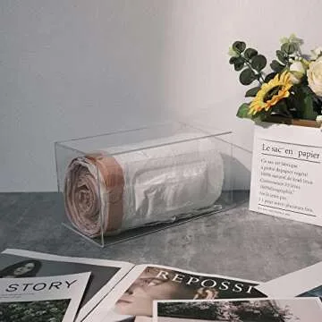 SEANADO Trash Bag Dispenser Roll Holder, Wall Mount Acrylic Kitchen Organizer Storage Box Holder for Garbage Bag Grocery Bag Plastic Shopping Bag Roll Container (10.4 x 5.5 x 5.5 inches)