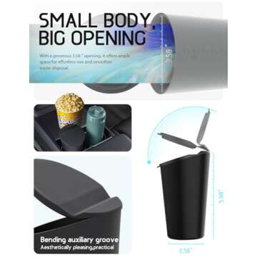 BMZX Car Trash Can with Lid Small Cup Holder Door Pocket Garbage Can Bin Trash Container Fits Auto Home Office, Black 1 Pack