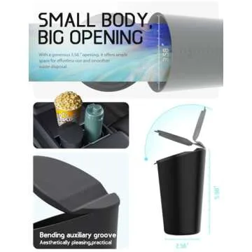 BMZX Car Trash Can with Lid Small Cup Holder Door Pocket Garbage Can Bin Trash Container Fits Auto Home Office, Black 1 Pack
