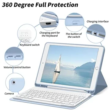 aoub iPad Keyboard Case with Detachable Wireless Keyboard