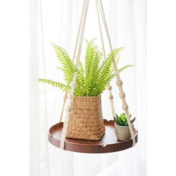 TIMEYARD Macrame Plant Hanger - Indoor Hanging Planter Shelf - Decorative Flower Pot Holder - Boho Bohemian Home Decor, in Box, for Succulents, Cacti, Herbs, Small Plants