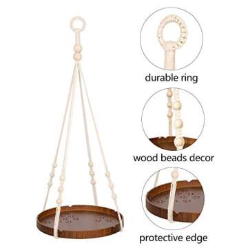 TIMEYARD Macrame Plant Hanger - Indoor Hanging Planter Shelf - Decorative Flower Pot Holder - Boho Bohemian Home Decor, in Box, for Succulents, Cacti, Herbs, Small Plants