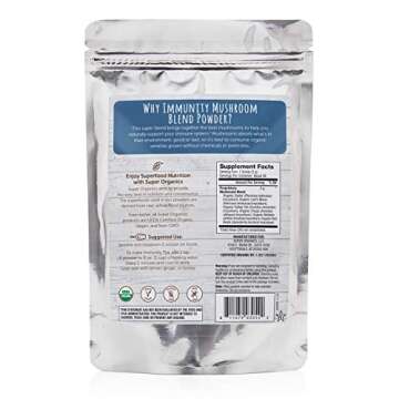 Super Organics Immunity Mushroom Blend | Turkey Tail, Lion’s Mane, Chaga & More | Organic Superfoo...
