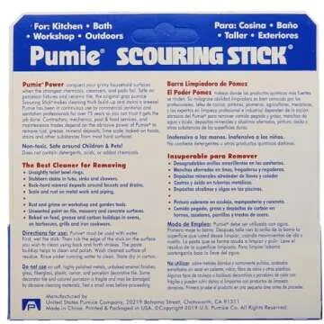 PUMIE Pumice Scouring Stick for Cleaning Toilet Rings Stain & Hard Water Rings, Extra Strong Heavy Duty Pumice Stone for Toilet Cleaning, Rust, Grills, Tough Bathroom, Ovens, Pools & Tubs - Pack of 3