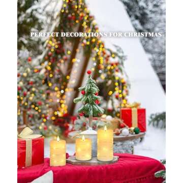 Da by Flameless Candles with String Lights，Battery Operated Candles,LED Flickering Candles with Remote Control and Timer, Real Wax, 3 Pack-Ivory White