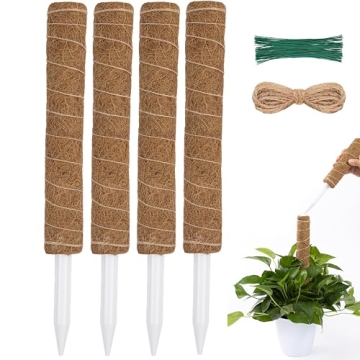 63 Inch Moss Pole for Plants Monstera, 4 Pack 19.9 Inch Moss Poles for Climbing Plants Monstera, Pla...
