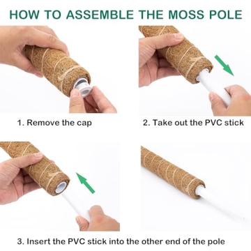 63 Inch Moss Pole for Plants Monstera, 4 Pack 19.9 Inch Moss Poles for Climbing Plants Monstera, Plant Stakes for Indoor Plants, Coco Coir Monstera Plant Support Stakes