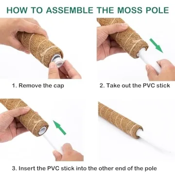 63 Inch Moss Pole for Plants Monstera, 4 Pack 19.9 Inch Moss Poles for Climbing Plants Monstera, Plant Stakes for Indoor Plants, Coco Coir Monstera Plant Support Stakes