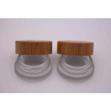 Mini Refillable Glass Cosmetic Storage Containers with Bamboo Lid