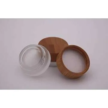 Mini Refillable Glass Cosmetic Storage Containers with Bamboo Lid