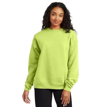 Hanes Men's EcoSmart Sweatshirt in Safety Green - Eco-Friendly Comfort