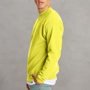 Hanes Men's EcoSmart Sweatshirt in Safety Green - Eco-Friendly Comfort