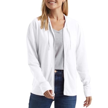 Hanes Women's Slub Jersey Fashion Hoodies - Stylish Comfort in White, X-Large