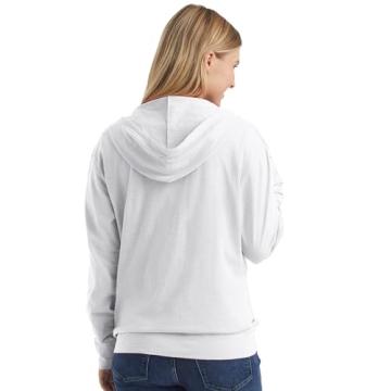 Hanes White Women's Slub Jersey Hoodie, X-Large