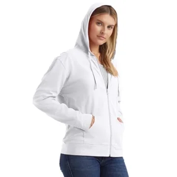 Hanes White Women's Slub Jersey Hoodie, X-Large