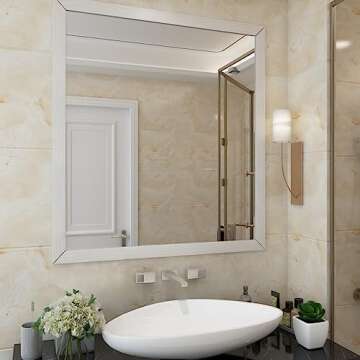 LaCheery 3in x 82ft Thick White Bulletin Board Border Self Adhesive Mirror Border Peel and Stick Wallpaper Border for Bathroom Mirror Tape Border Wood Frame Waterproof Removable Wall Border Trim Vinyl