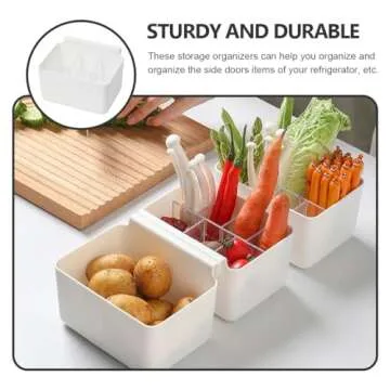 3PCS Box Shelf White Hanging Containers Counter Kitchen Slide Refrigerator Food Snack Pantry Plastic Egg Trays Organization Sauce Seasoning Basket Sorting Cabinet Organizer Clear