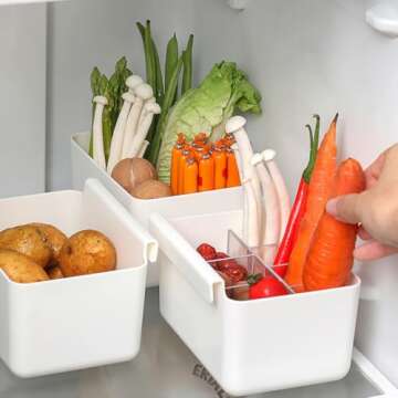 3PCS Box Shelf White Hanging Containers Counter Kitchen Slide Refrigerator Food Snack Pantry Plastic Egg Trays Organization Sauce Seasoning Basket Sorting Cabinet Organizer Clear