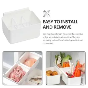 3PCS Box Shelf White Hanging Containers Counter Kitchen Slide Refrigerator Food Snack Pantry Plastic Egg Trays Organization Sauce Seasoning Basket Sorting Cabinet Organizer Clear