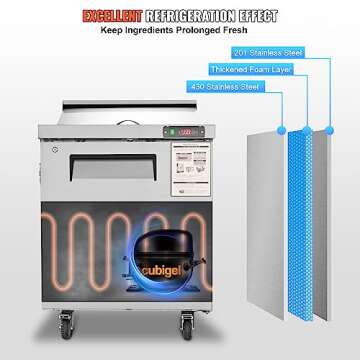 VEVOR 7.42 Cu. Ft Sandwich Prep Table Fridge