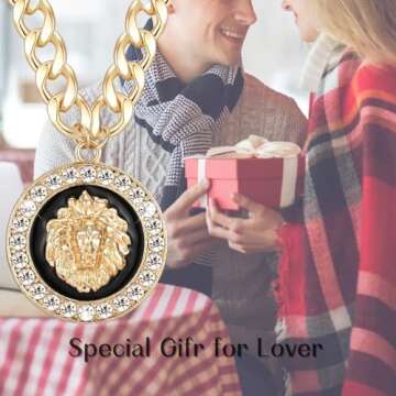 Gold-Plated Lion Head Pendant Necklace for Women