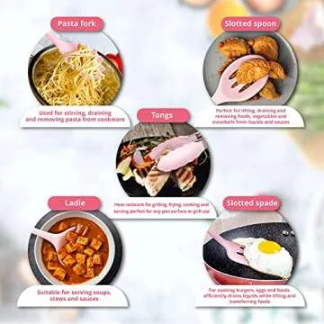 K & G 11-Piece Silicone Cooking Utensils Set in Pink