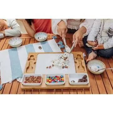 TOSCANA Ice Cream Mixing Set - Marble & Bamboo