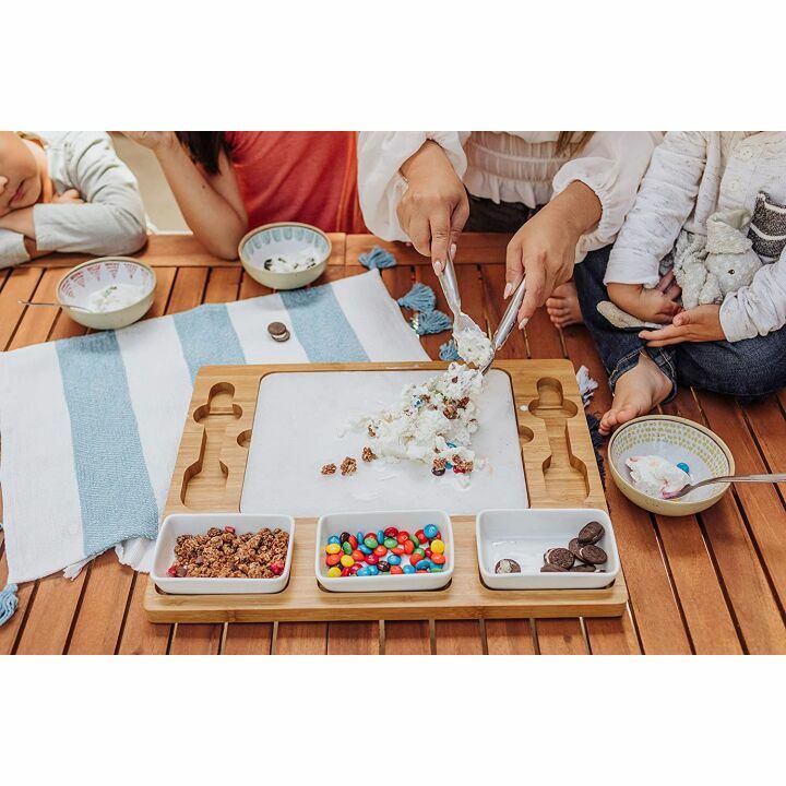 TOSCANA Ice Cream Mixing Set - Marble & Bamboo